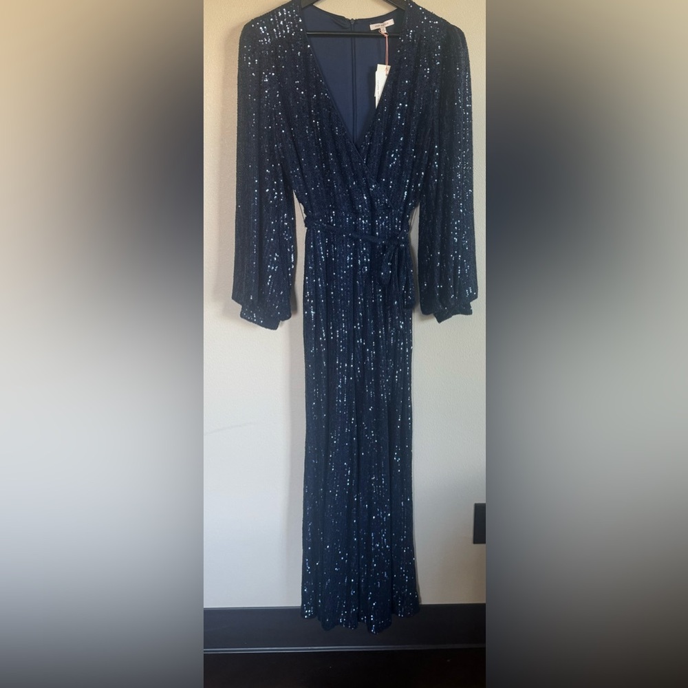 SEQUIN WRAP JUMPSUIT